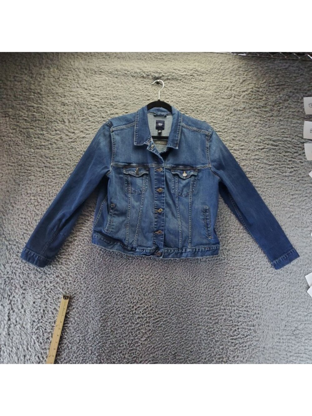 Gap Jacket Womens XL Dark Blue Denim Button-Front Long Sleeve Classic Fit